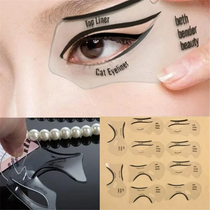 NEU 2024 Eyeliner Schablonen geflügelt Eyeliner Schablonenmodelle Vorlage Formungswerkzeuge Augenbrauen Vorlagekarte Lidschatten Make -up -Toolfor für