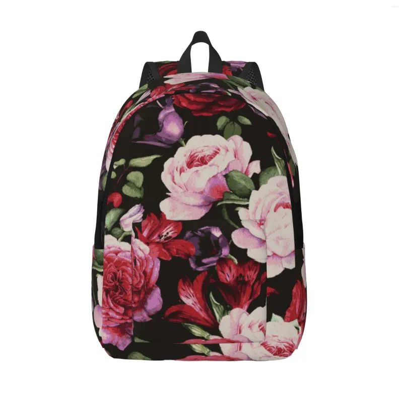 Backpack Vintage Floral Multifunction Classic Basic Water Resistant Casual Daypack For Travel With Bottle Side Pockets