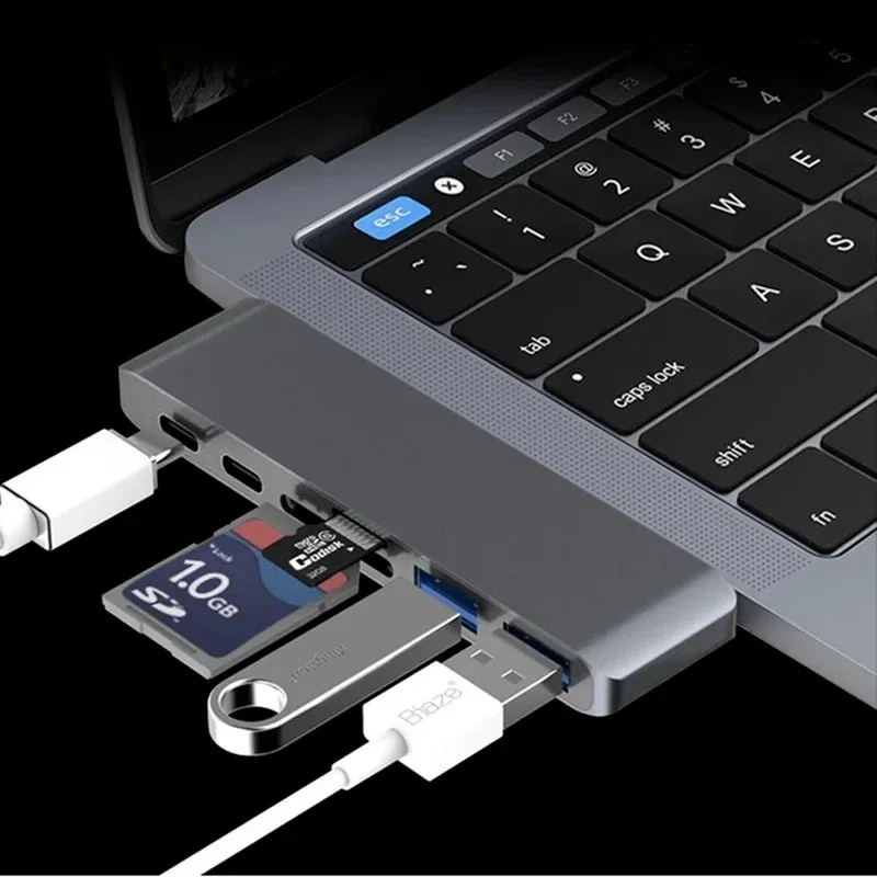 Hub USB 3.1 Tipo-C para adaptador compatível com HDMI 4K Thunderbolt 3 USB C Hub com Hub 3.0 TF SD Slot Reader PD para MacBook Pro/Air