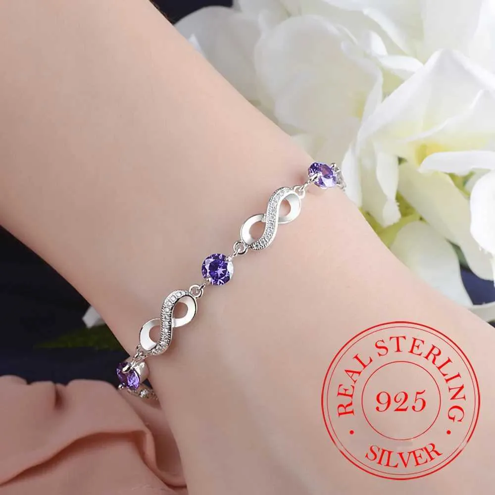 Ketting authentieke zilveren kleur eindeloze liefde infinity ketting link verstelbare vrouwen armband luxe zilveren sieraden y240420