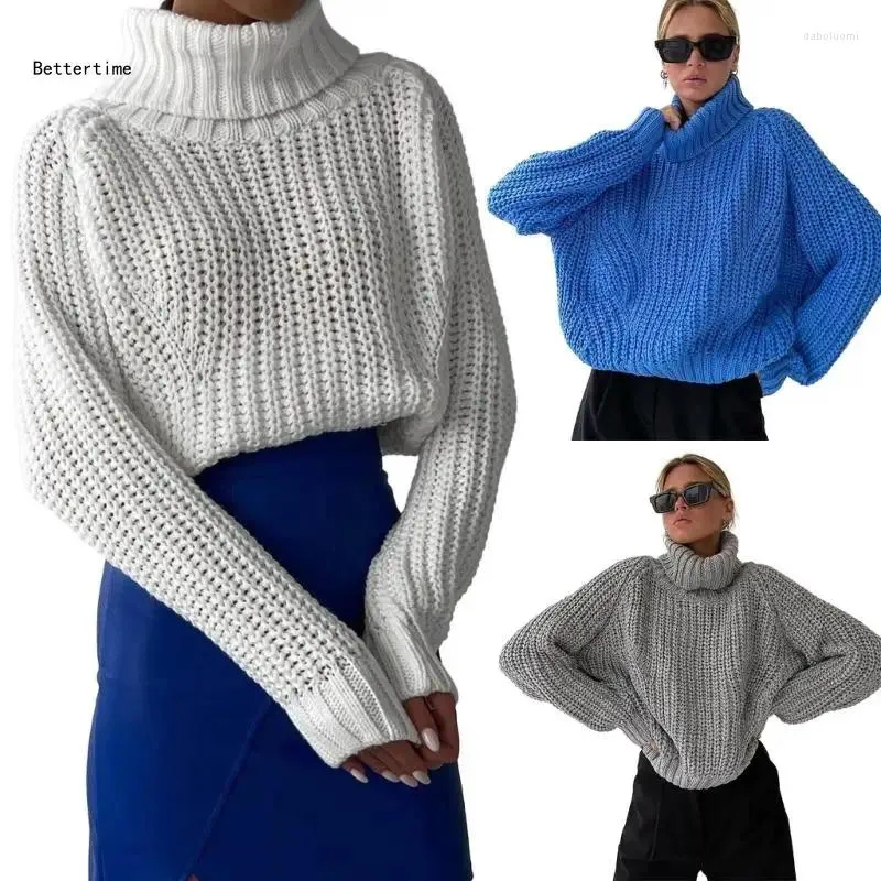 Damesbreien b36d vrouwen coltrui trui trui lange mouw casual pullover extra grote jumpers crop top