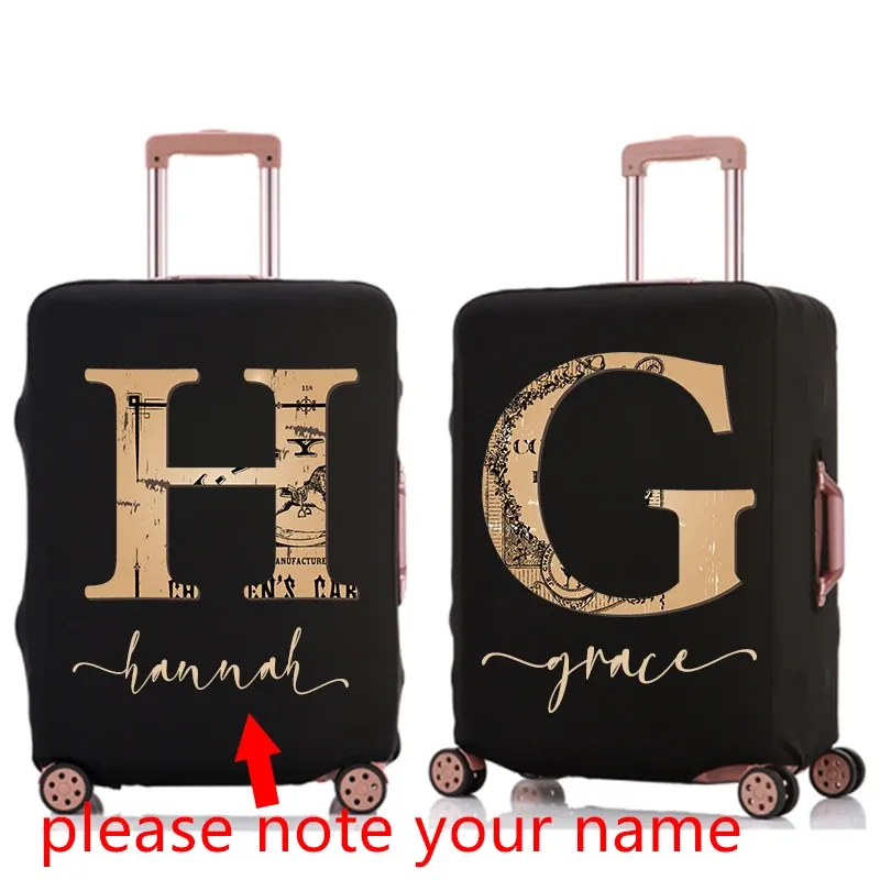 Acessórios Nome personalizado Caso de bagagem Tampa protetora 26 Letter Padrão de letra Viagem Elastic Duffle Bagage Bagage Cober para mala de 1828 polegadas