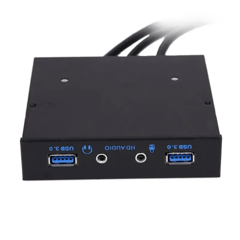 Kort 3.5inch 20Pin till 2 USB 3.0 USB2.0 Port Hub + HD Audio PC Floppy Expansion Front Panel Rack för dator PC med 9pin ljudkabel