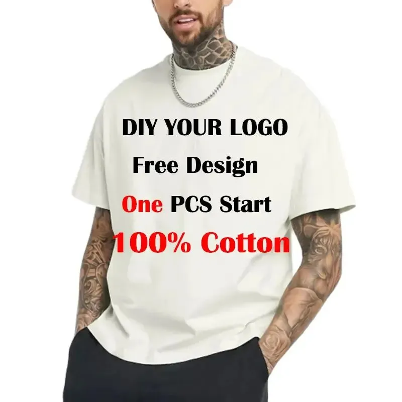 Customized Printed Leisure T Shirt Tee DIY Your Own Design Like Po Or White T-shirt Fashion Custom Mens Tops Tshirt 240420