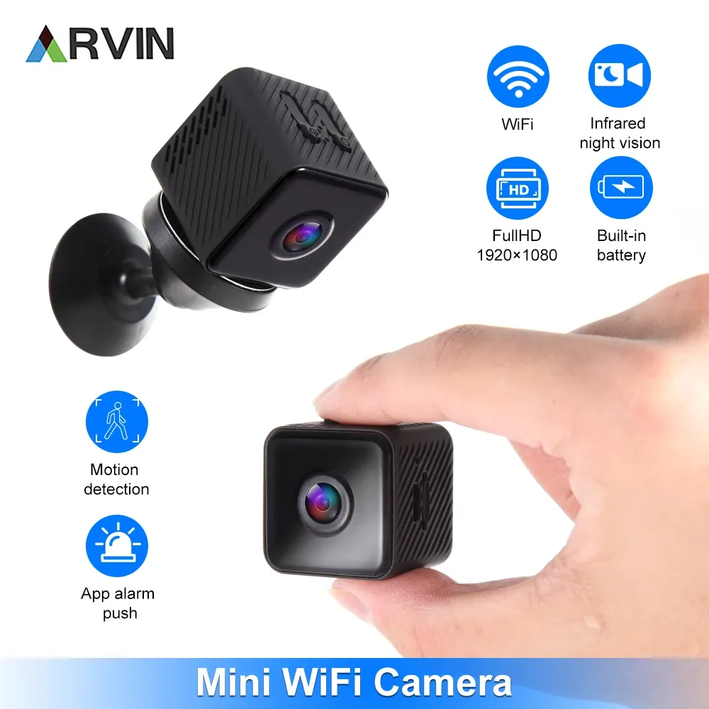 Kameror Arvin Wireless Camera Mini Cam WiFi HD 1080p Home Night Vision Motion Detection Video Recorder Camcorders