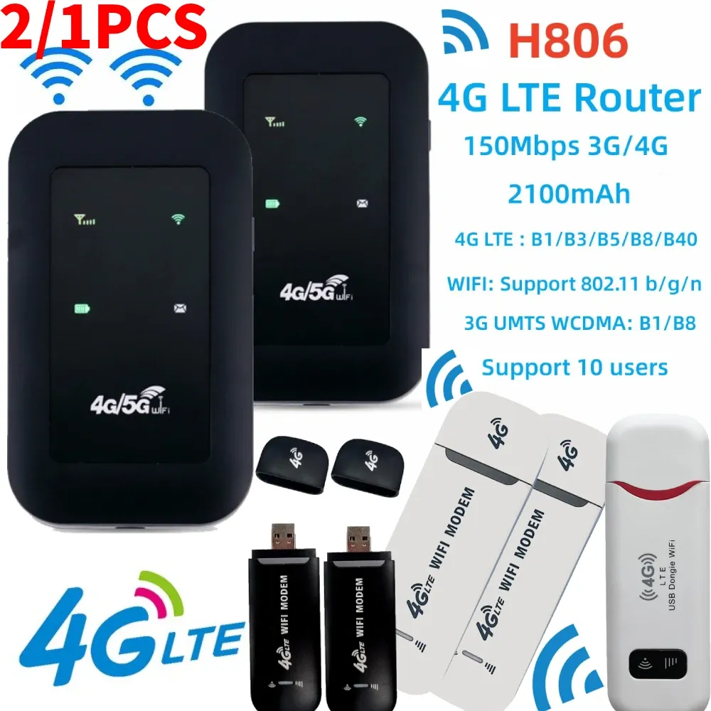 Routeurs 2 / 1pcs router wifi 4G LTE Router sans fil 4G carte SIM portable portable 150 Mbps USB Modem Hotspot Dongle WiFi Signal Repeater
