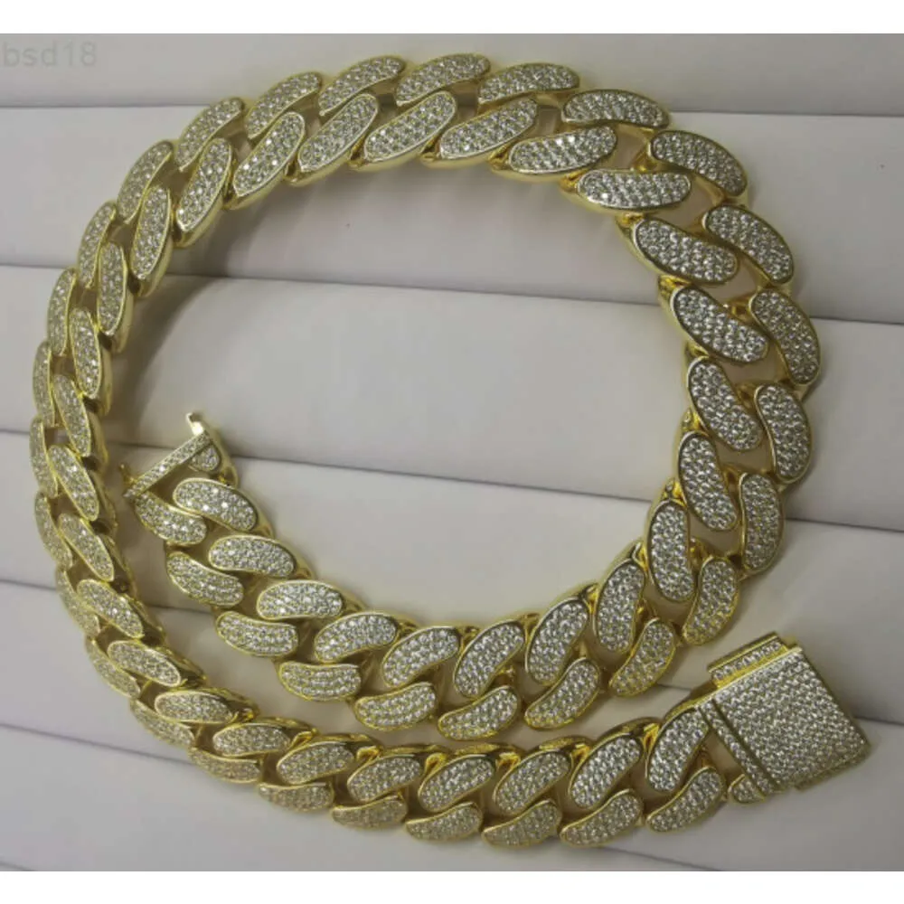 6-14 mm Gioielli per rapper hip hop 925 collana cubana in argento sterling in oro