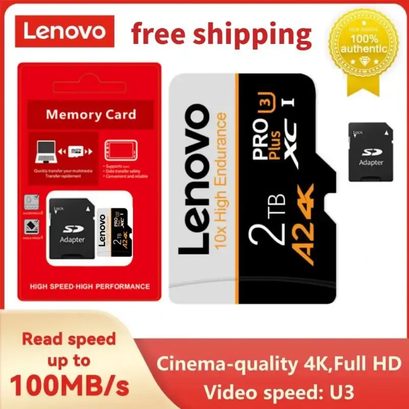 Kaarten Lenovo 4K 2 TB Micro -geheugenkaart 128 GB A2 4K HD High Speed Flash Memory SD -kaart 1 TB SD -flashkaart voor GoPro DJI Switch TF -kaart