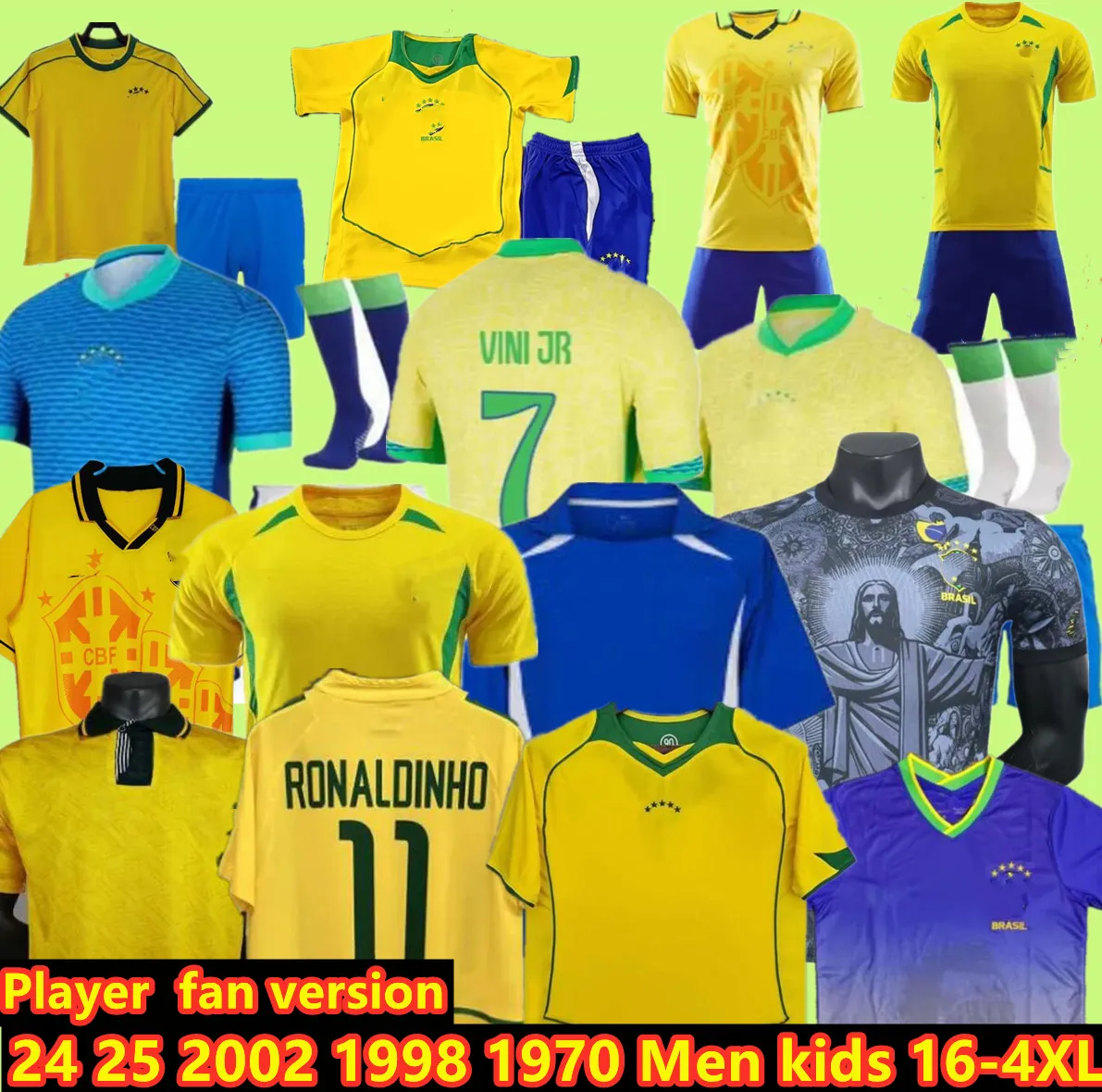 2024 1970 1978 1998 Retro Brasil 10 Pele Soccer Jerseys 1957 2002 04 06 24 25 25 Carlos Romario Ronaldo Ronaldinho Shirts 2004 1994 Braziliës 2006 1982 Rivaldo Adriano Kaka