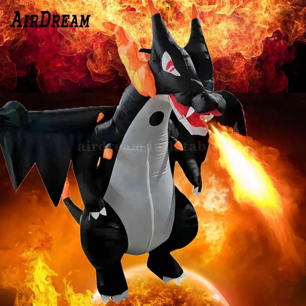 High Quality 3/4/5/6/8m height Outdoor Promotion Halloween Inflatable Fire Dragon With Wing,LED light