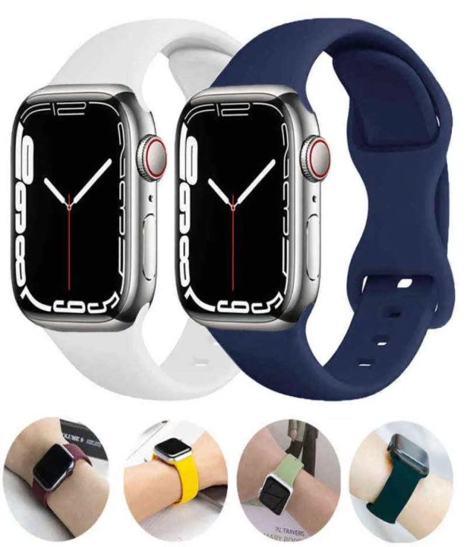 Soft Silicone Band for Apple Watch 7 6 5 4 3 2 1 40MM 44MM 38MM 42MM Rubber Watchband Strap for iWatch serie 7 41MM 45MM H11232613666