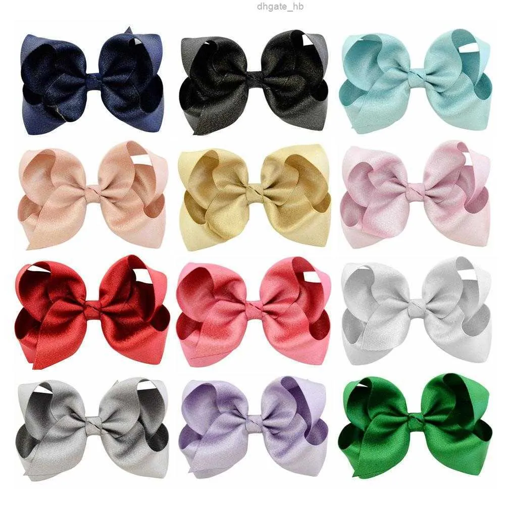 12pcs/Lot Beauty Colorful 4 Inch Grosgrain Ribbon Hair Bows Accessories With Clip Boutique Bow Hairpins Hair Ornaments