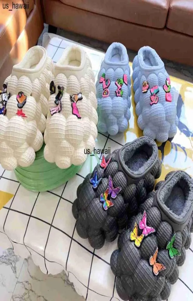 Slippers New Winter Women Slippers Eva Chaussures de maison imperméables Mas Mas Bottom Bubble Tlides avec Charms Slippers for Men Warm House 012839819071