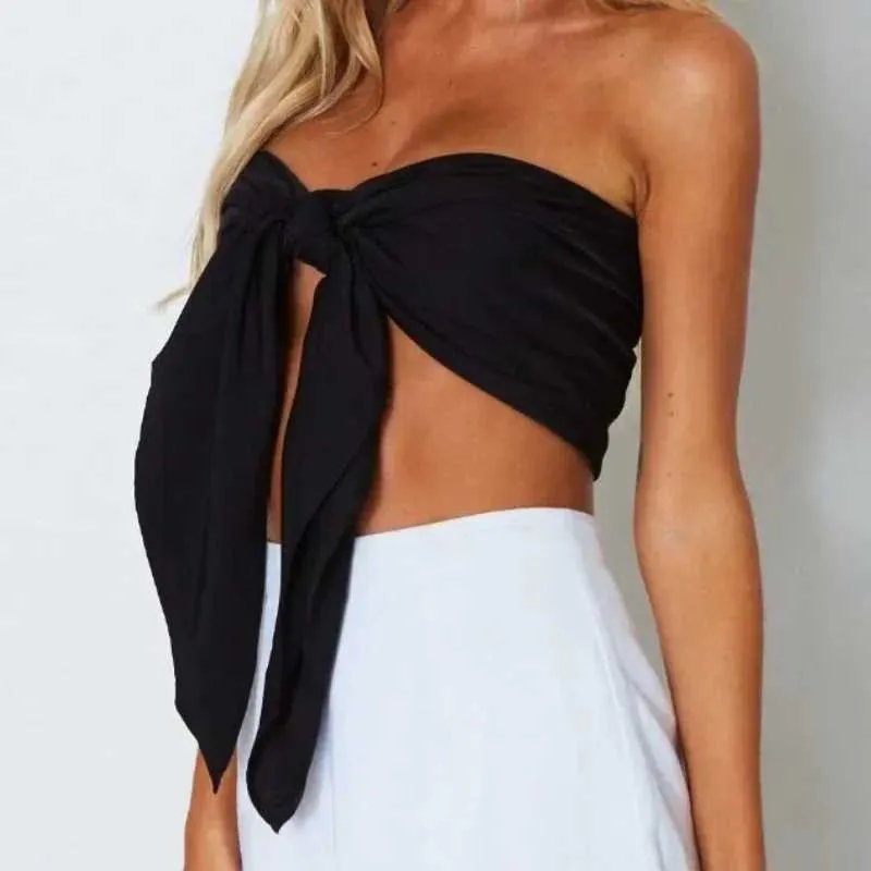 Women's Tanks Camis Sexy Bandage Chest Wrap Bare Midriff Halter Crop Tops Women Strapless Backless Tank Top Camisole Female Slveless Cropped Vest Y240420