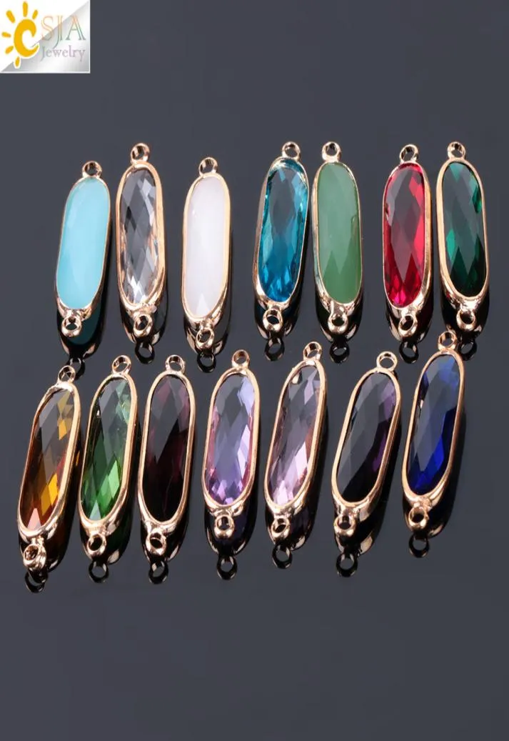 CSJA Mix Colors 10pcs Bezel Setting Long Oval Shaped Jewelry Making Glass Beads Women Sweater Dress Casual Necklace DIY Accessorie6157181