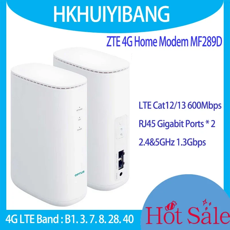 Routrar olåst ZTE MF289D 4G LTE Router Cat12/13 600 Mbps Dualband trådlös router med SIM -kort 2*Gigabit -portar 4G WiFi Hemmodem