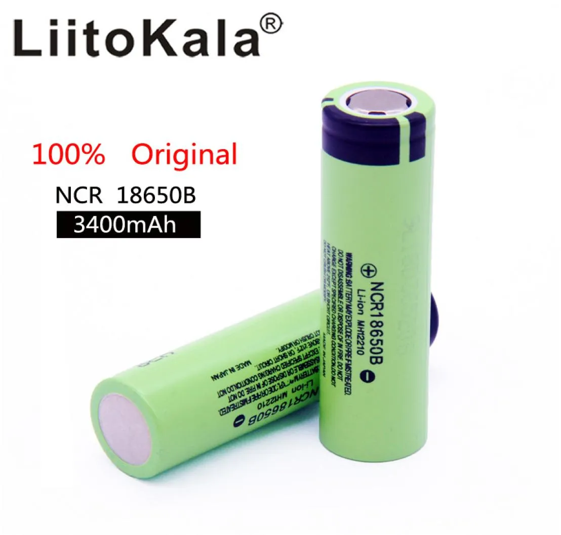 Liitokala NCR18650B Panasonic 3400mAh 18650 Batteri 37V 3200mAh litiumbatteri Lion Cell Flat Top uppladdningsbara batterier för EC6149506