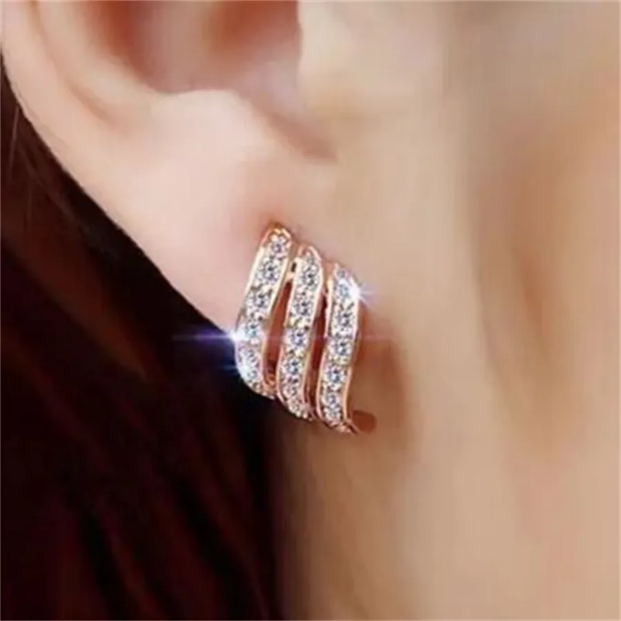 Korea Design -Strass -Clip auf Ohrringen kein Loch Frauen Einfacher eleganter Stil Ohrmanschette Braut Hochzeitsfeier Ohrringe Schmuck AB173