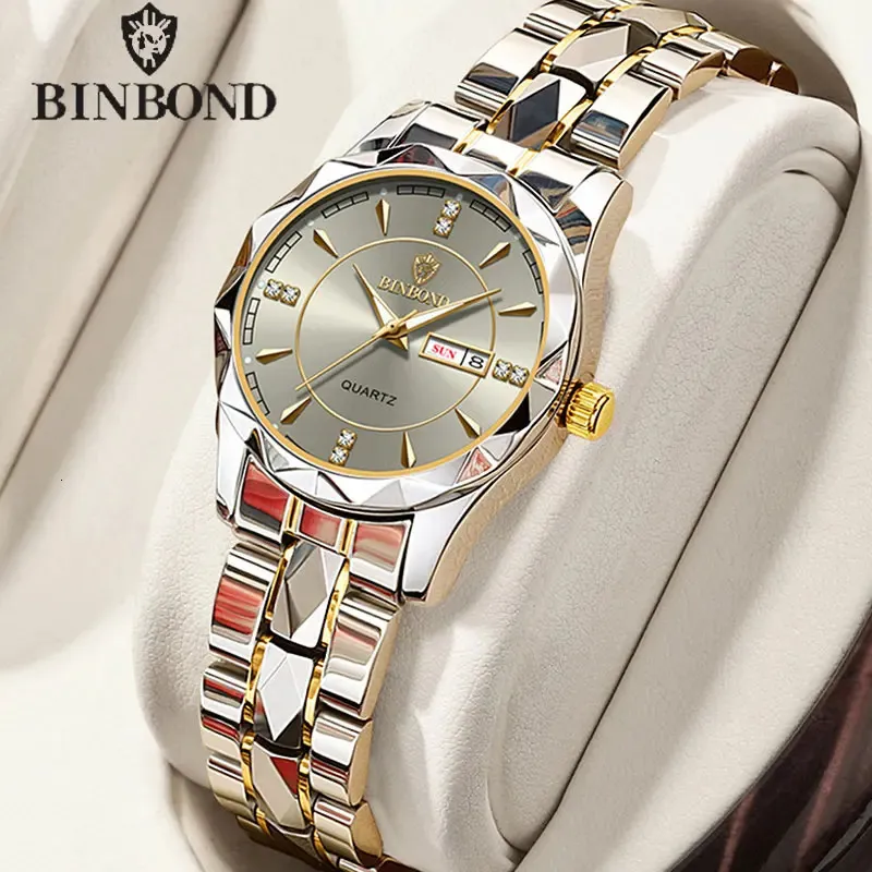 Binbong Top Brand Luxus Fashion Woman Watch 3atm wasserdichte Datumsliebhaber Date Uhr Sport Uhr Damen Kleid Quarz Armbandwatch 240409
