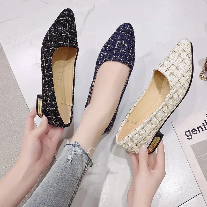 Casual Shoes COOTELILI 2024 Fashion Flats Women 2.5cm Heel Non-slip Slip On Black Pointed Toe Comfortbal Size 35-42