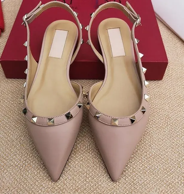 Sandali di design da donna per pantofole piatte Scarpe a punta in pelle autentica scarpe da sposa estate con dimensioni della sacca per polvere 35-44