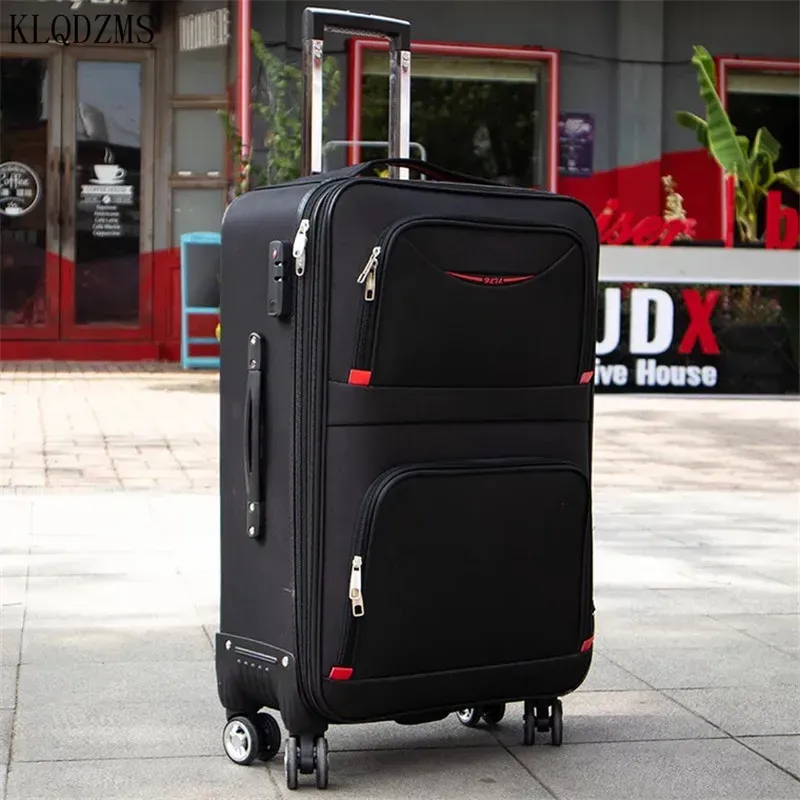 Luggage KLQDZMS Oxford Cloth 20"22"24"26"28" Inch Waterproof Luggage Cabin Scratch Proof Men Code Travel Case College Students Suitcase