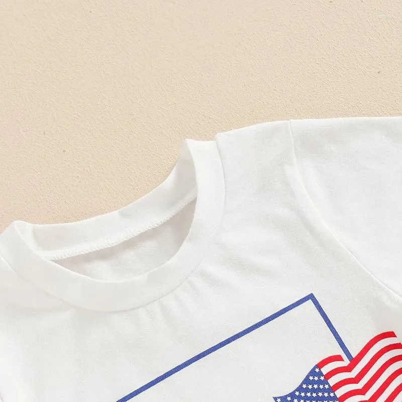 Kläderuppsättningar 4 juli Toddler Boys Outfits Mr Steal Your Freedom T-shirts Topps USA Flag Print Shorts Summer Clothes Set