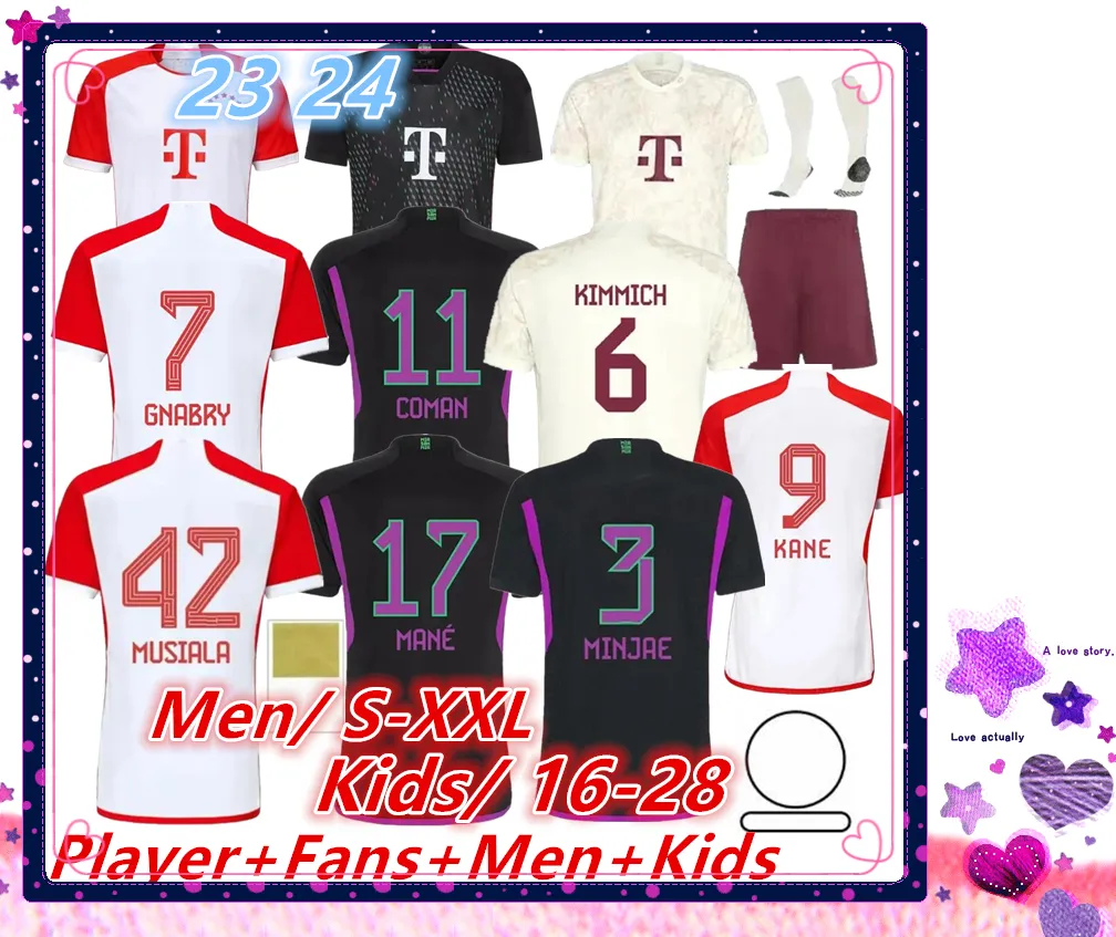 23 24 Kake Football Jersey Bayern München Mäns Set S-XXL Outdoor Football Fan Player Edition Sweatshirt Joon Cancelo Neuer Musiala Children's Sweatshirt Kit 16- 28