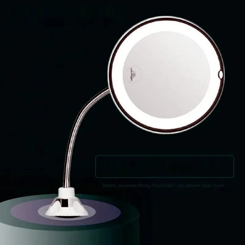 LED -make -upspiegel met lichte lamp met opbergde bureaublad roterende cosmetische spiegellicht verstelbare diming ijdelheid spiegel