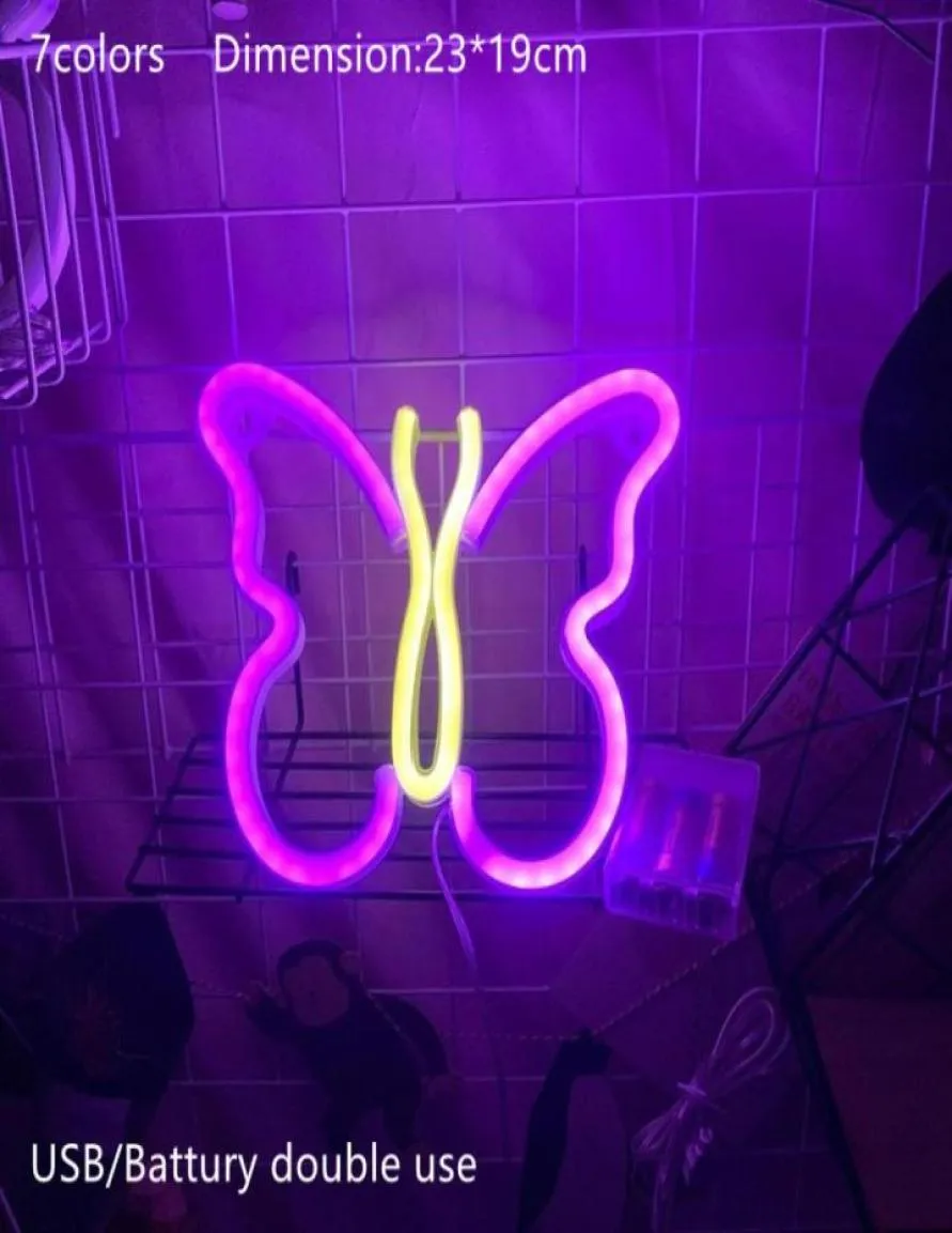 Led Neon Sign Light SMD2835 PVCAcrylic Butterfly Pink 3500K 6500K USB Charge Indoor Holiday Lighting For Holidays Xmas Party Wedd84209822