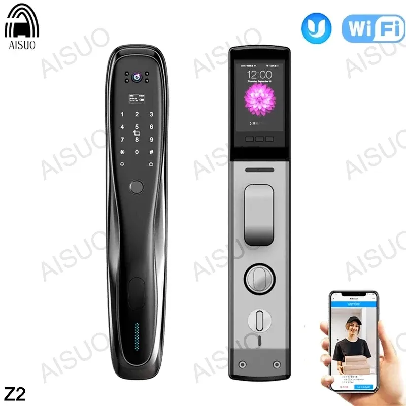 Controle App Aisuo Z2 Wi -Fi Phone Mobile Remote desbloquear com a câmera Tecla de senha de cartão magnética da impressão