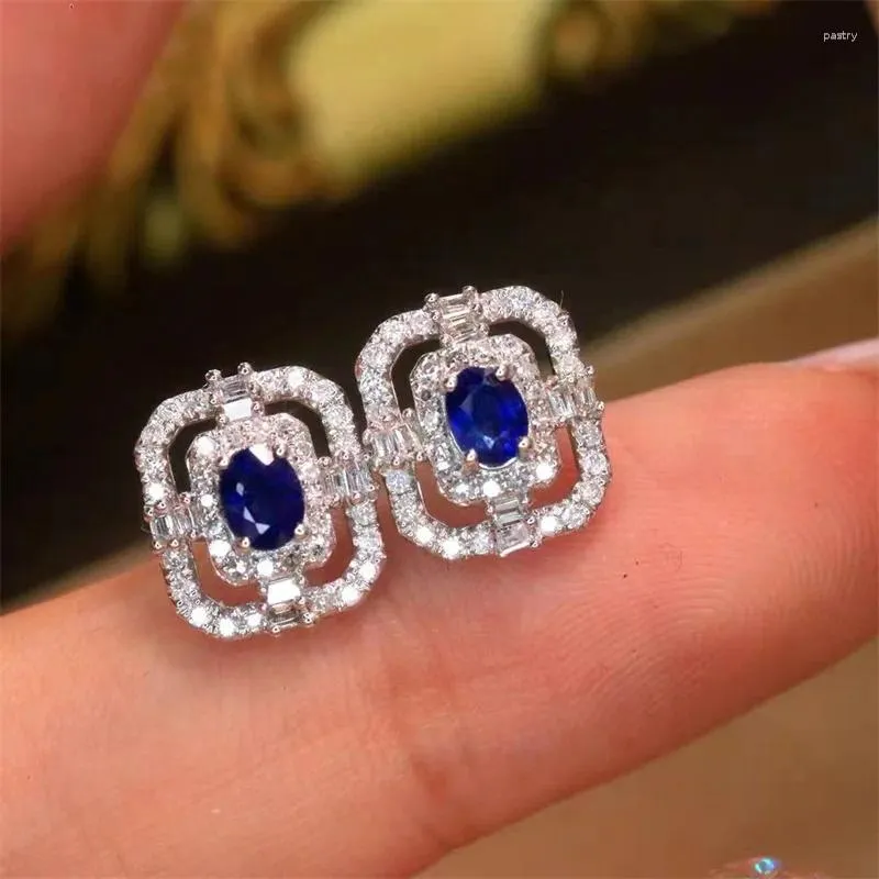 Stud Earrings Valuable Lab Sapphire Earring 925 Sterling Silver Party Wedding For Women Men Promise Birthday Jewelry Gift