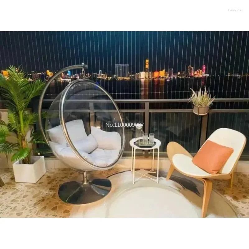 Camp Furniture Internet Celebrity Transparent Acrylic Hemispherical Hanging Chair Basket Swing Ball Space Outdoor Balcony