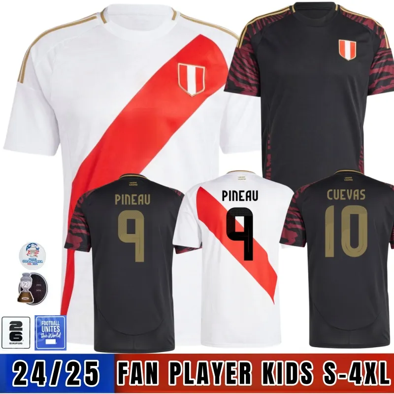 Maglie da calcio Perù 2024 A traslocare le camicie da calcio Copa Pizarro Farfan Cueva EleCcion Peruana Cuevas Solano Flores Cubillas Pineau Abbigliamento da esterno Kit per bambini