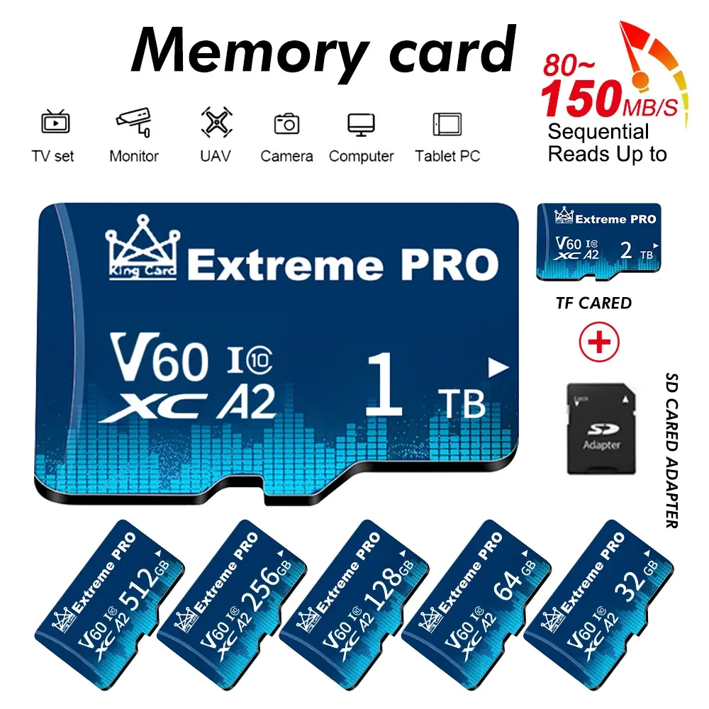 Karty Extreme Pro 2TB TF/SD Karta pamięci Klasa 10 SD SD 512GB 256 GB Phone/Camera karta SD Tachograph/UAV 1TB Mini Card
