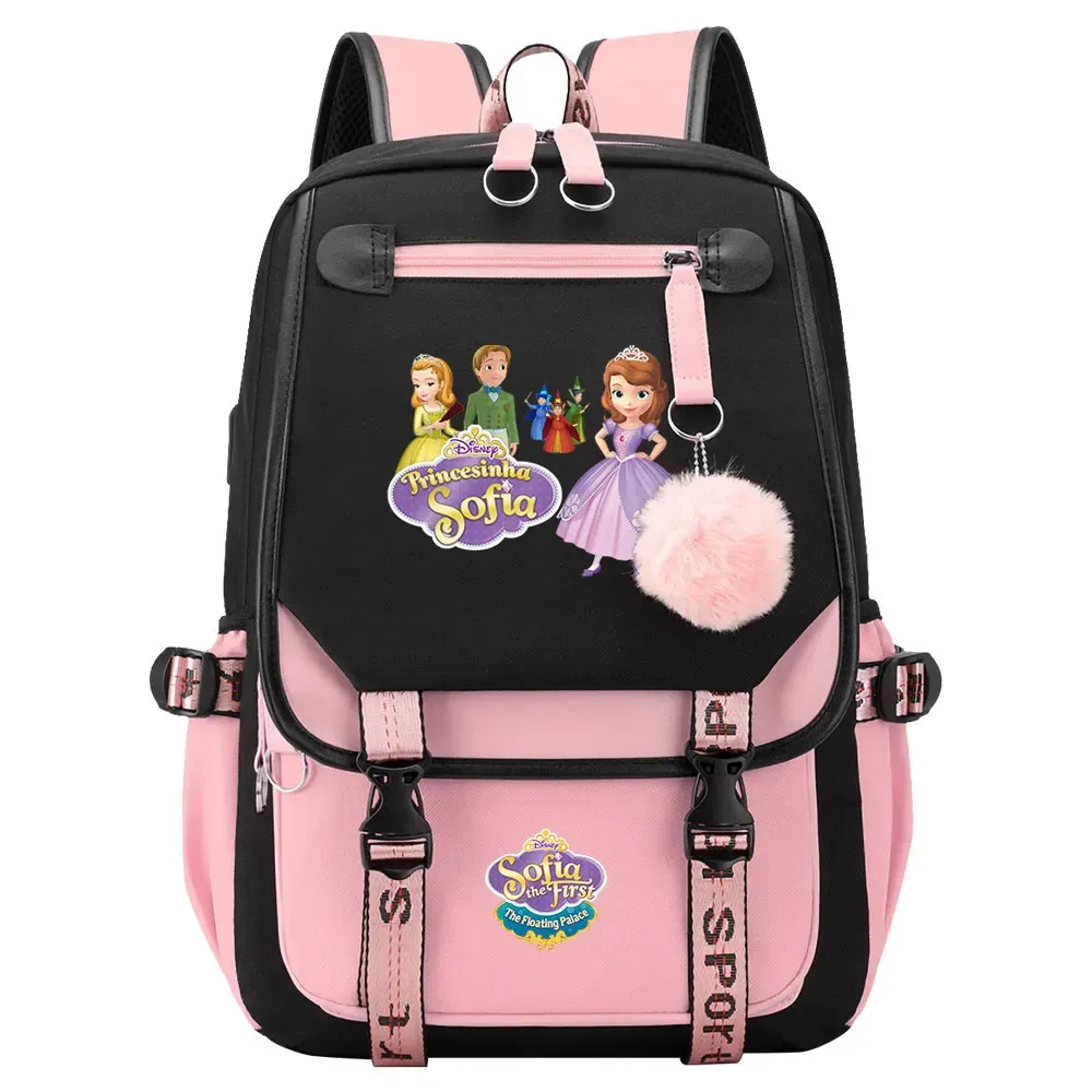 Zaini Sofia Princess Boys Girls Borse Kids School Borse Women USB Bagpack Teenagers Tela Laptop Travel Student Zackpack