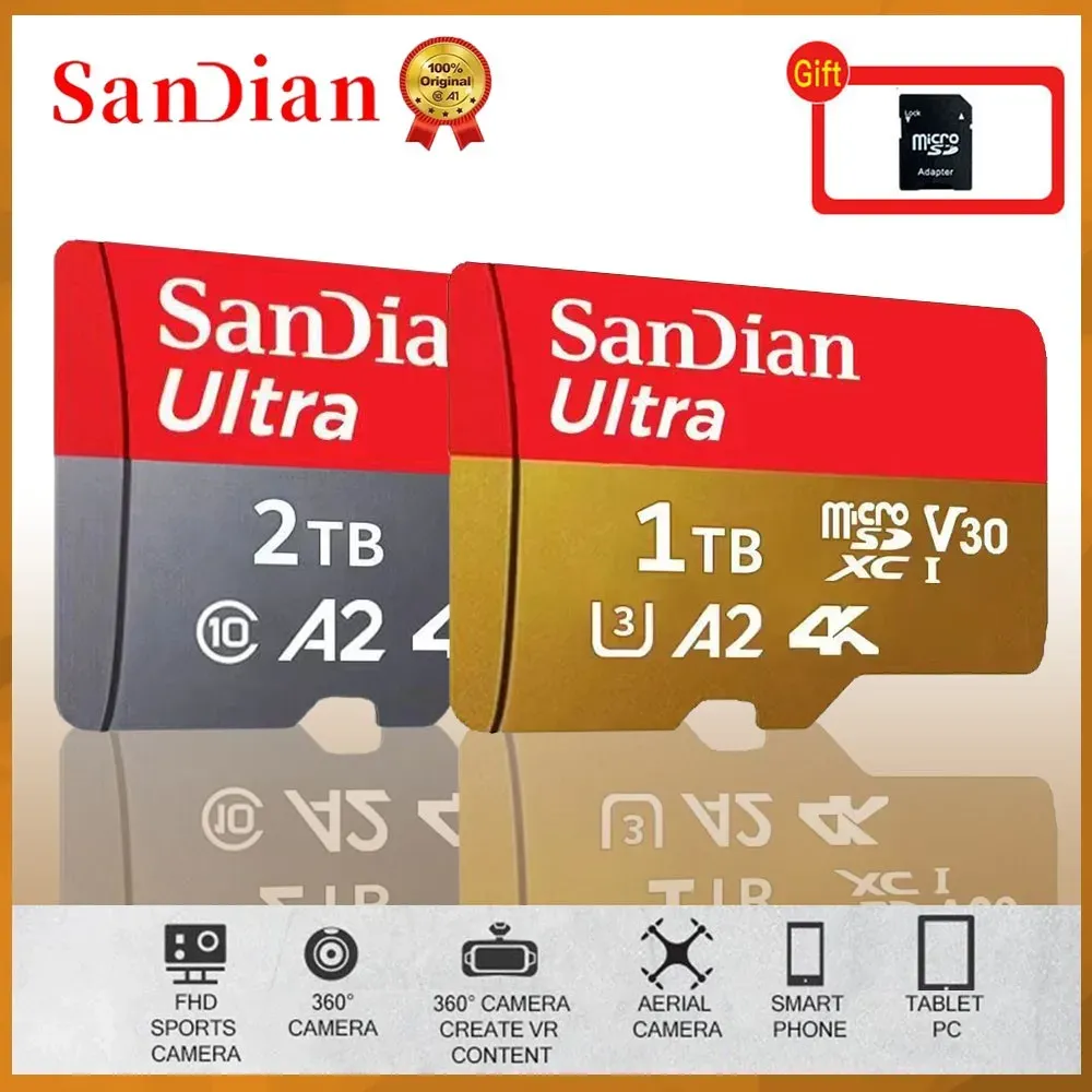 Cards Original SAN DIAN SD Card 1TB 2TB High Speed Micro TF Mini SD Card Memory Flash Card For Computer Camera Drone Mini Memory Card