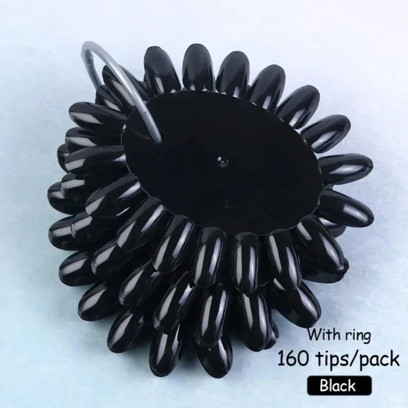 160 tipsovale valse nagels tips Clear Nature Black Nail Art Polish Display oefening Trein kleurkaart manicure tool