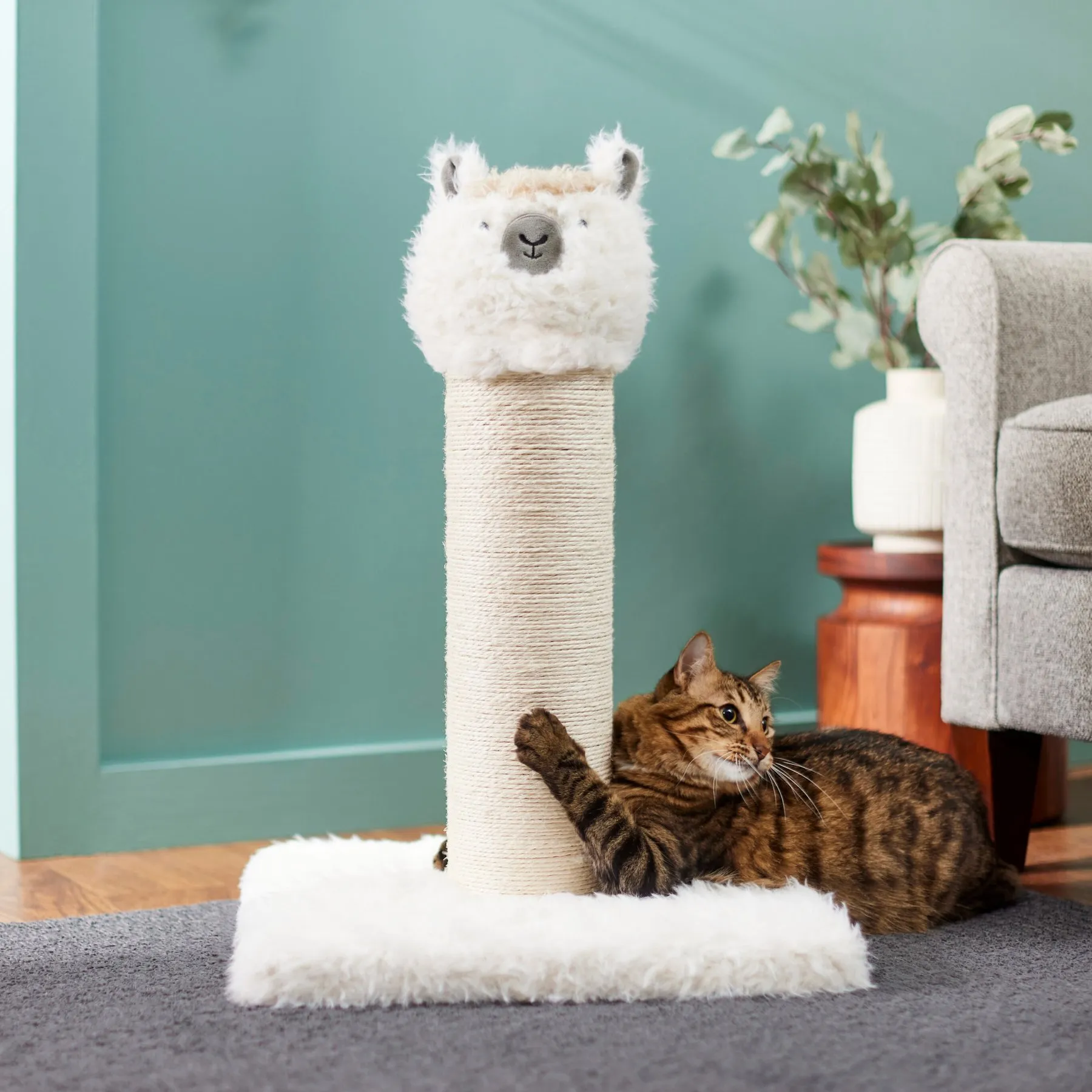 Llama Cat Scratching Post Fun Animal Design, Durable Sisal Shop Now!