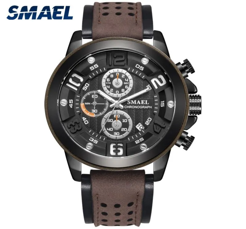 2019 Smael Sport Mens Watches Luxury Alloy Watch Men Casual SL9083 Fashion Leather Waterfoof Wristwatch Box Relogio Masculino3968842