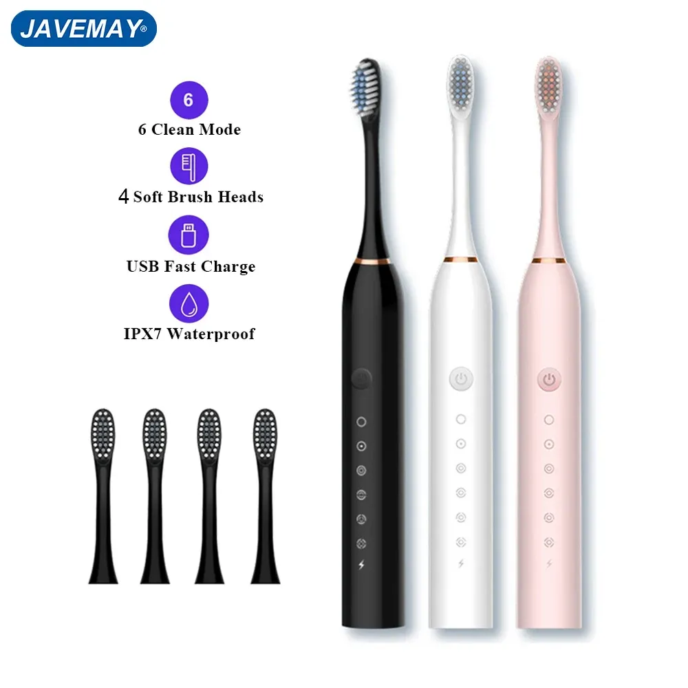 Szczoteczka Sonic Electric Electric Smart Brush Smart Tooth Brush Ultrasonic Automatyczna szczoteczka do zębów 6 trybów USB Szybkie ładowanie dla dorosłych IPX7 Waterproof