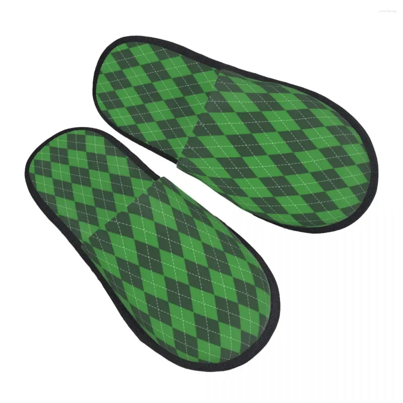 Slippers St. Patricks Day Argyle Plaid Slipper voor vrouwelijke mannen donzige winter warme binnen