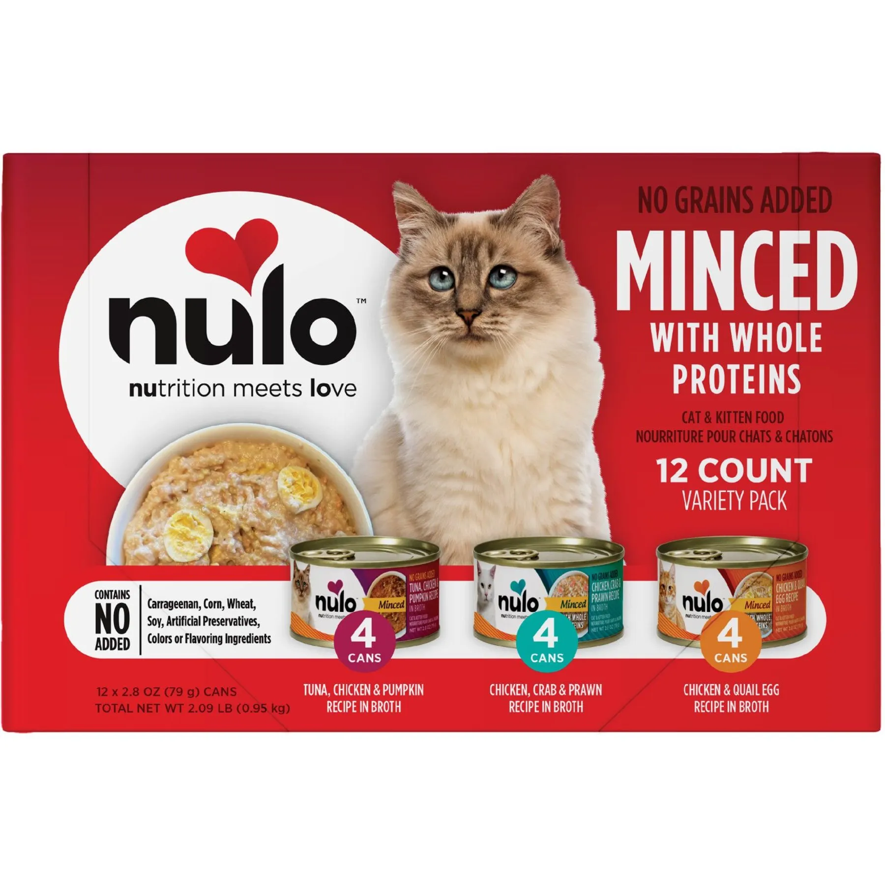 Variety Pack Minced Wet Cat Food: Chicken, Tuna Pumpkin, Whole