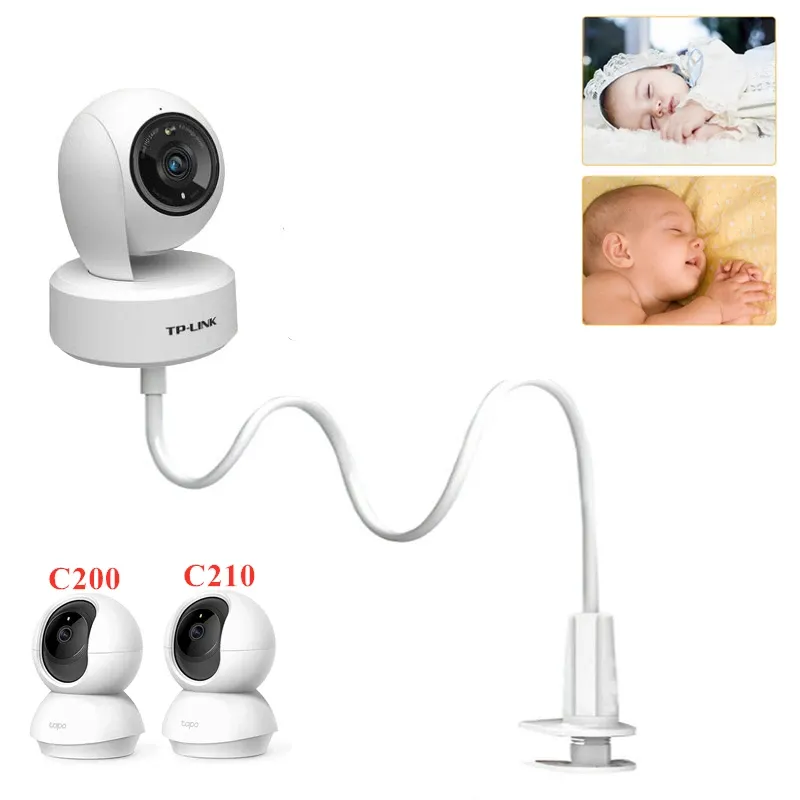 Camera For TPLink Tapo Camera Head Desktop Clip Iron Bracket Adjustable White Cradle Baby For Tapo C200 C210 webcam Bed Punchfree