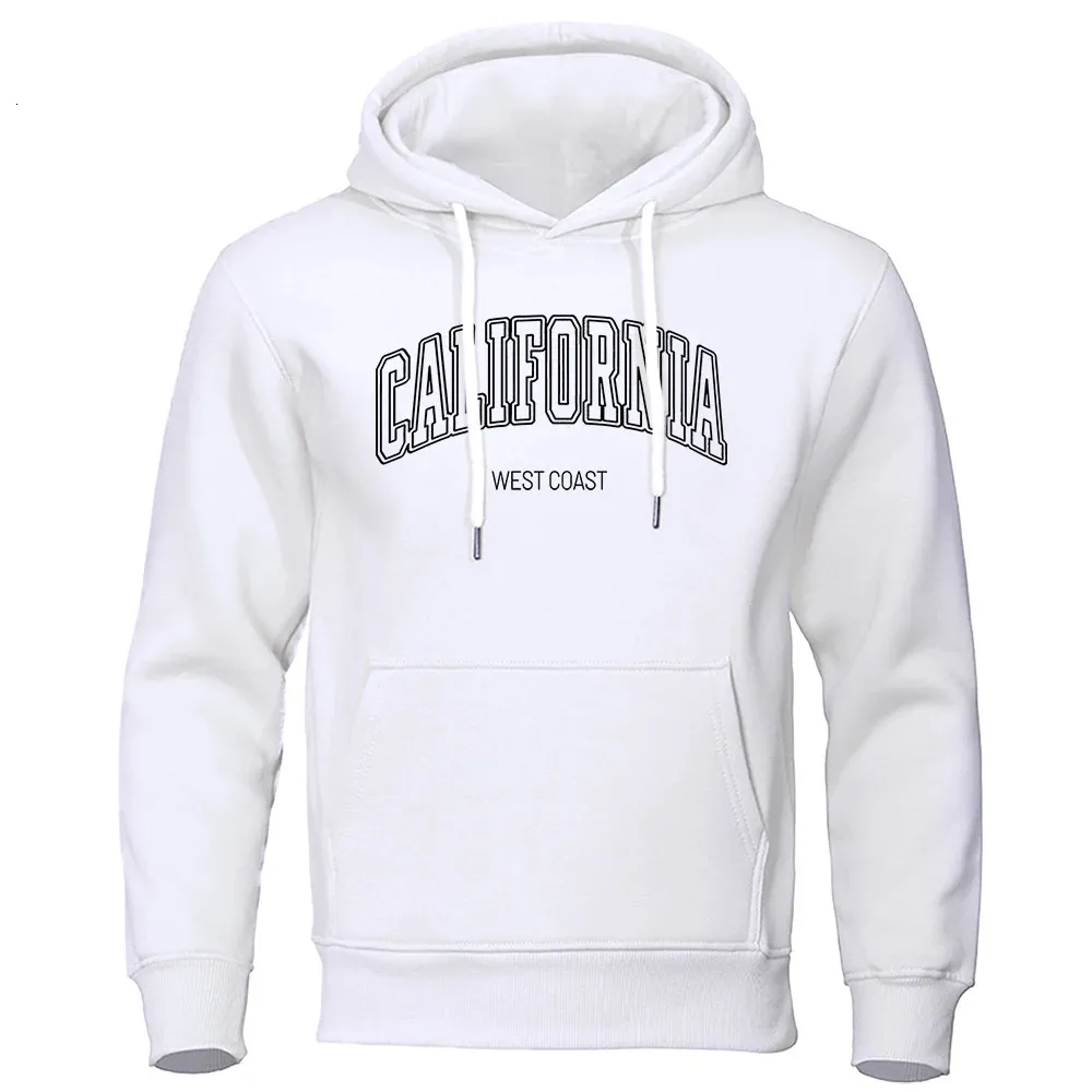 U.S.A California West Letter Print Male Hoodie Loose Oversized Hooded Fashion Breathable Sweatshirts Hip Hop Street Coats 240409