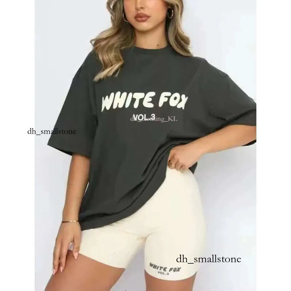 Beyaz Foxx Seti Beyaz Foxx Hoodie Kadın Beyaz Foxx Set Kadın Takım Kadınlar Kısa Kollu Tasarımcı T-Shirt Yaz Kadınlar Moda Günlük Baskı Loos