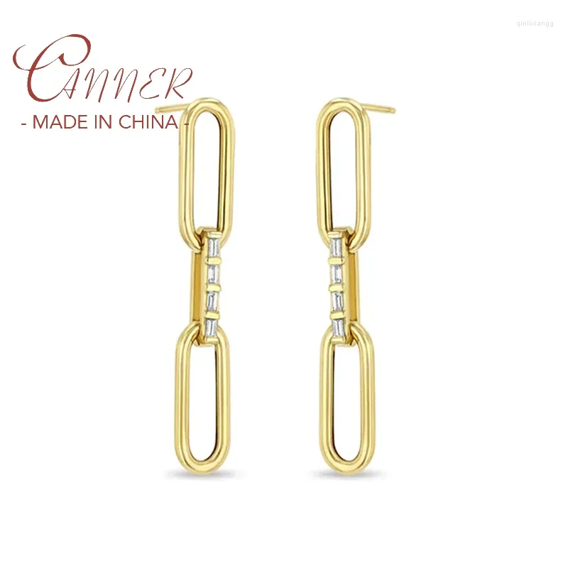 Stud Earrings CANNER Trend Punk Link Chains For Women S925 Sterling Silver Simple Piercing Earring Exquisite Jewelry Gifts