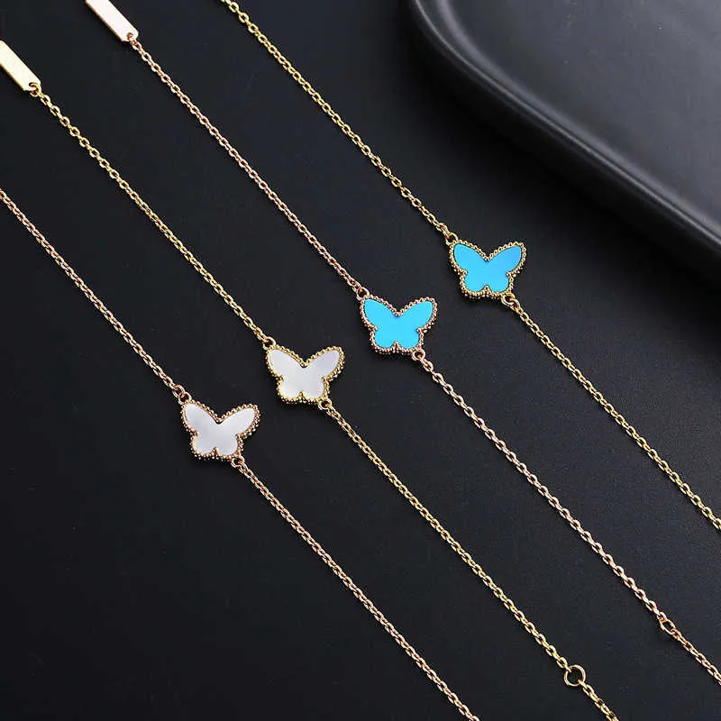 Hoge versie Vabcefe Golden Clover Butterfly Bracelet Dames Wit Beimu Ke Blue Turquoise Elegante sieraden Hoogwaardige schatbatch