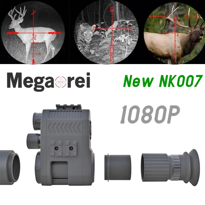 Scopes MEGAOREI NK007 Plus Vision nocturne de 1,2 pouce Écart SOPE VIDEO CAMERA ILLUMINATEUR ILLUMINATEUR Riflescope Hunting Optical Scopes