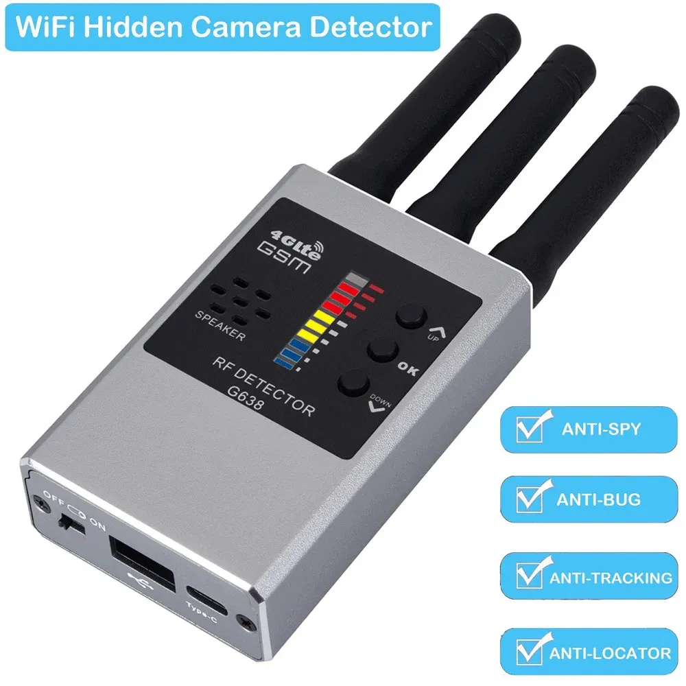 카메라 새로운 RF 신호 탐지기 Wi -Fi 숨겨진 카메라 파인더 안티 스피어 청취 스위퍼 휴대 전화 버그 무선 청취 장치 GPS 추적기